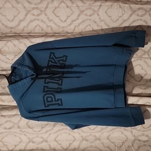 Women's VS Pink Crowl neck teal sweatshirt size large.